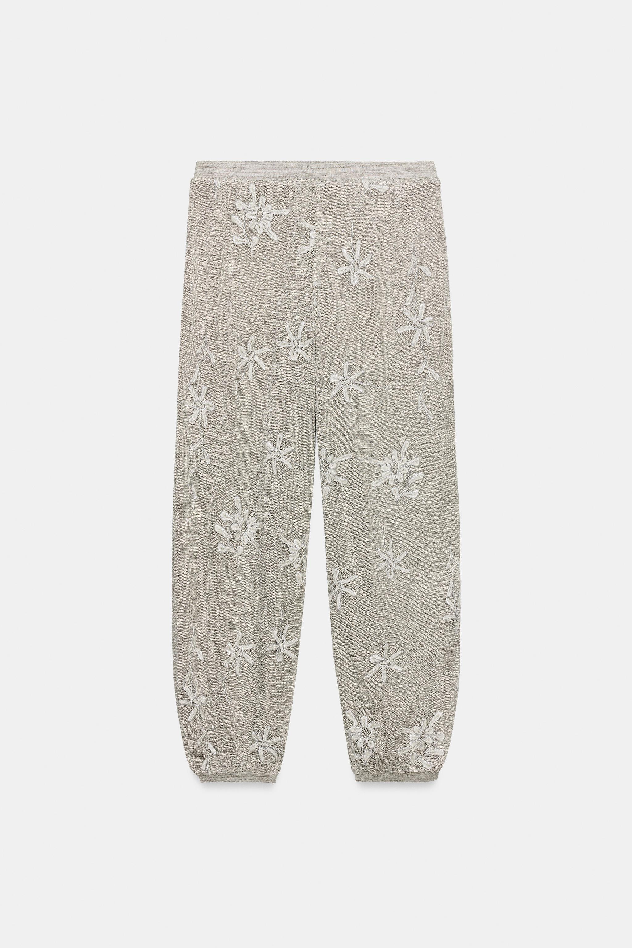 METALLIC THREAD BALLOON KNIT PANTS